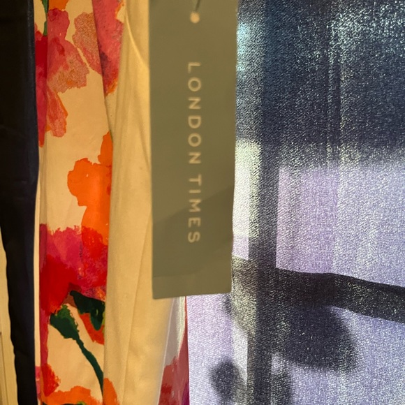 London Times Vibrant Floral Midi Dress - Pink and Orange - Picture 2 of 3